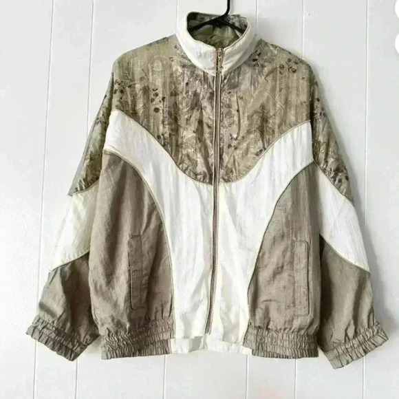 Vintage 1980s Floral Cabin Creek All Over Print Full Zip Windbreaker Jacket - Picture 1 of 10